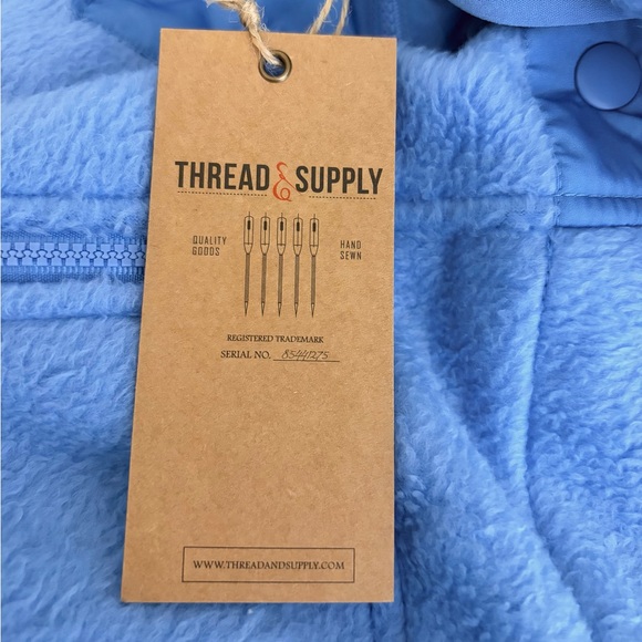 Thread & Supply Blue Fleece Jacket Medium New W Tags Oversized Cozy - Picture 8 of 8